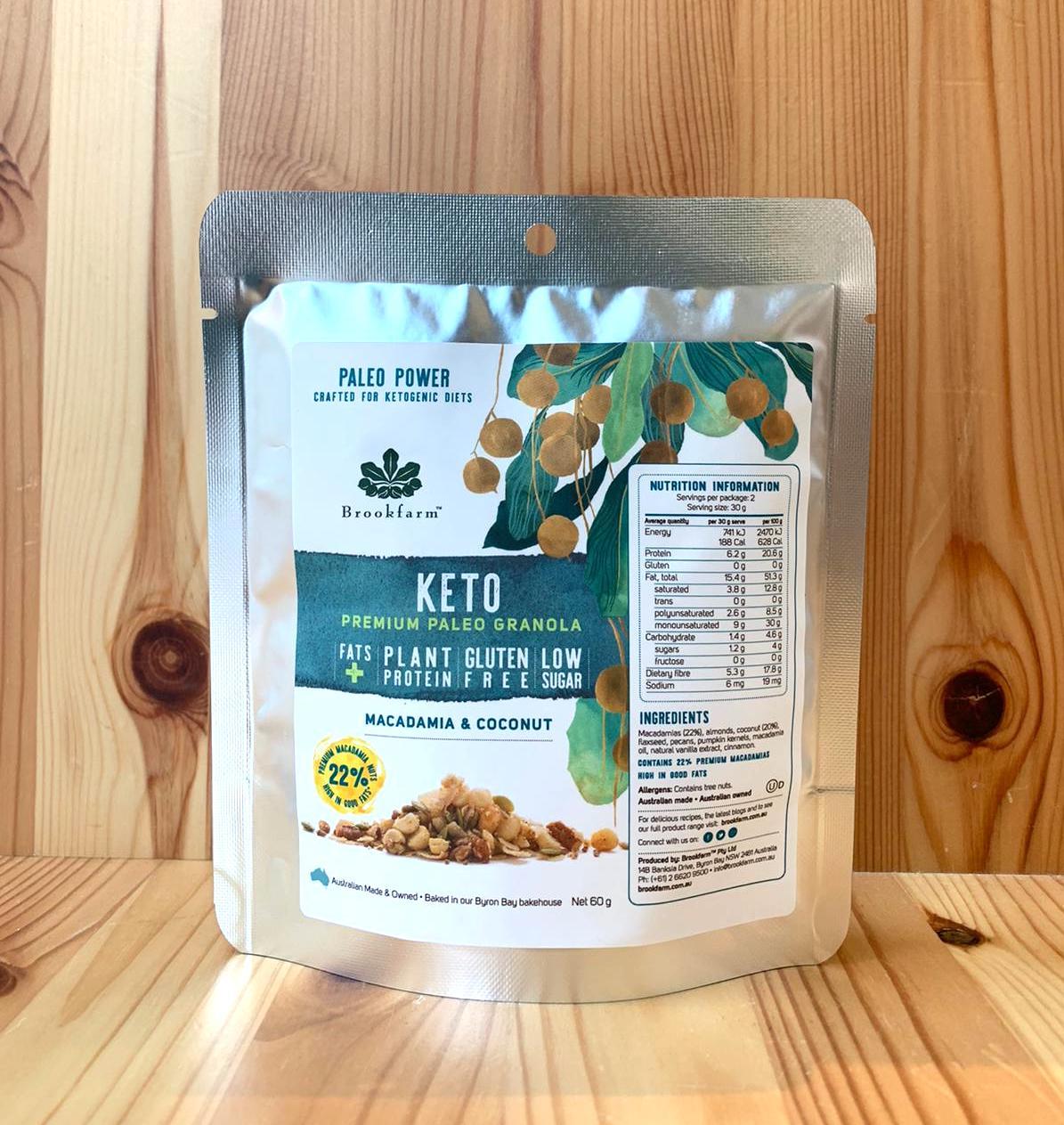 澳洲農場無麥麩果仁種籽高蛋白早餐 (細包) Brookfarm Gluten Free Macadamia Paleo Granola (60g)