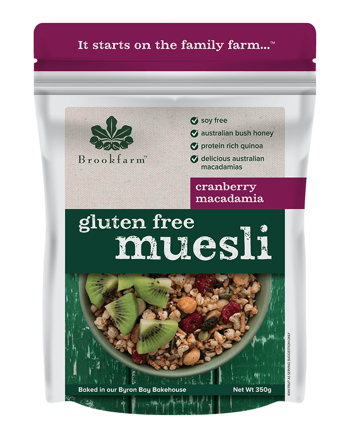 澳洲農場無麥麩小紅莓堅果穀物早餐 Brookfarm Gluten Free Macadamia Muesli with Cranberry (350g)